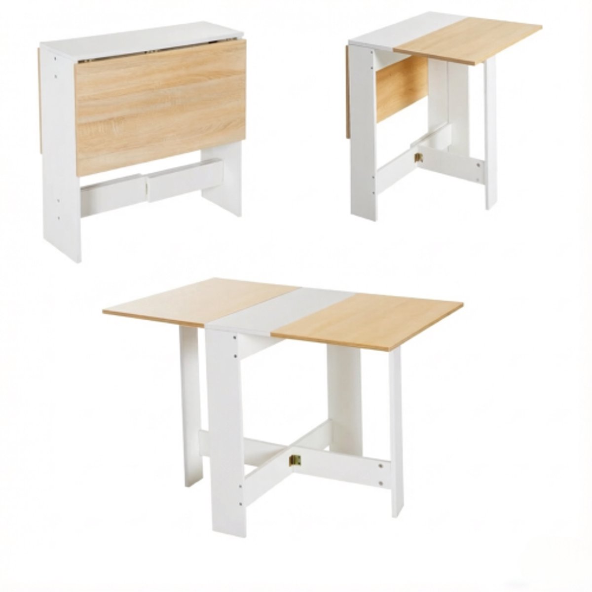 Eettafel Inklapbare - Eettafel Uitschuifbaar - Opvouwbaar - Uitklapbaar - Ruimtebesparend Klaptafel - Modern en Stijlvol - 103x76x74 cm - Eiken Wit