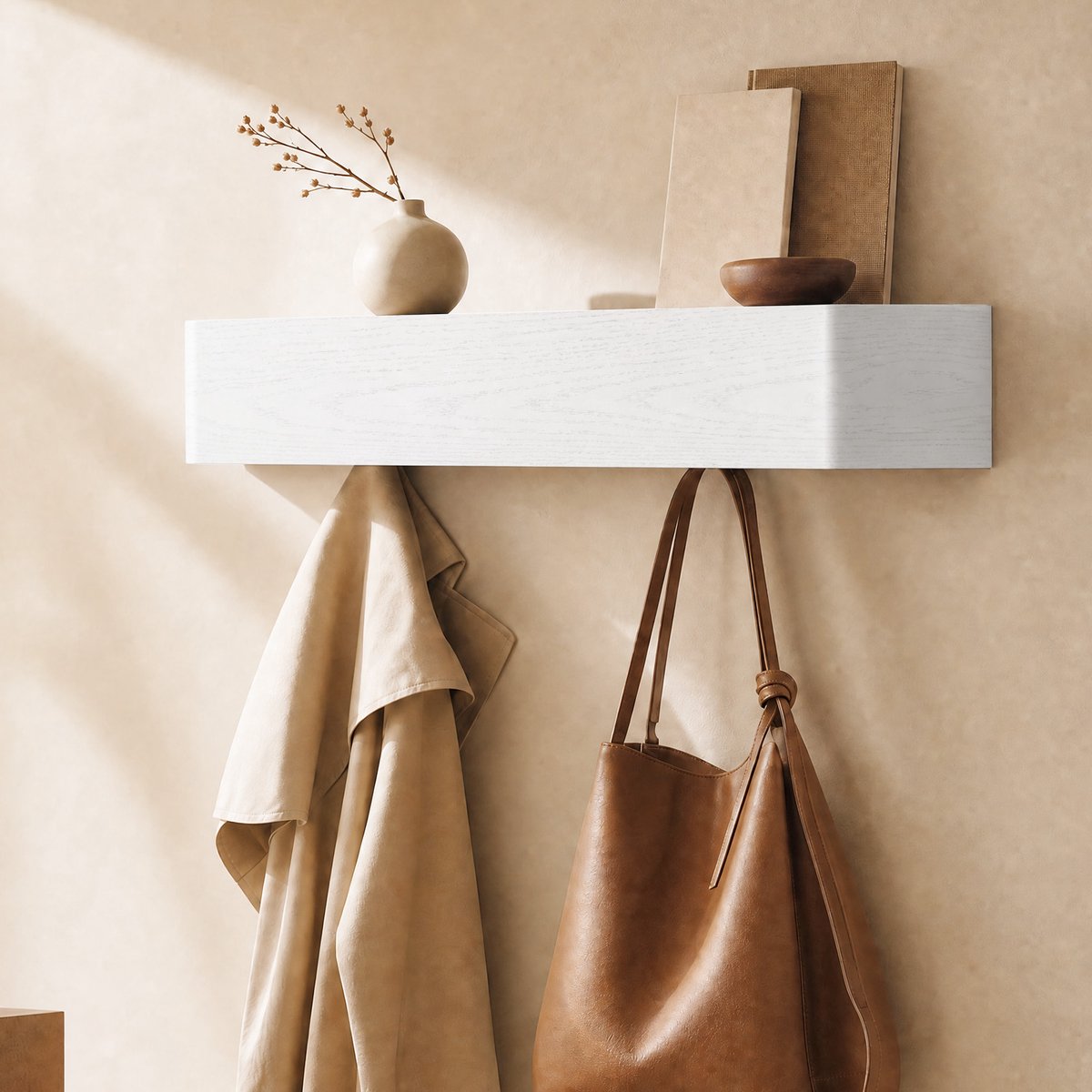 Arvioo A01 kapstok wand‑wit‑57cm‑6 haken‑wandkapstok‑entree‑kledinghanger‑ruimtebesparend