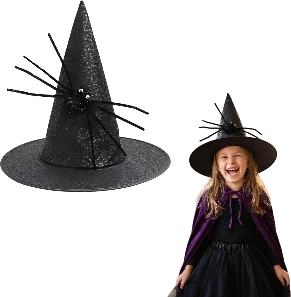 Heksenhoed voor Kinderen, Tovenaarshoed Verkleedaccessoire voor Meisjes en Jongens, Feesthoeden, Festivalaccessoires voor Halloween, Carnaval en Themafeesten