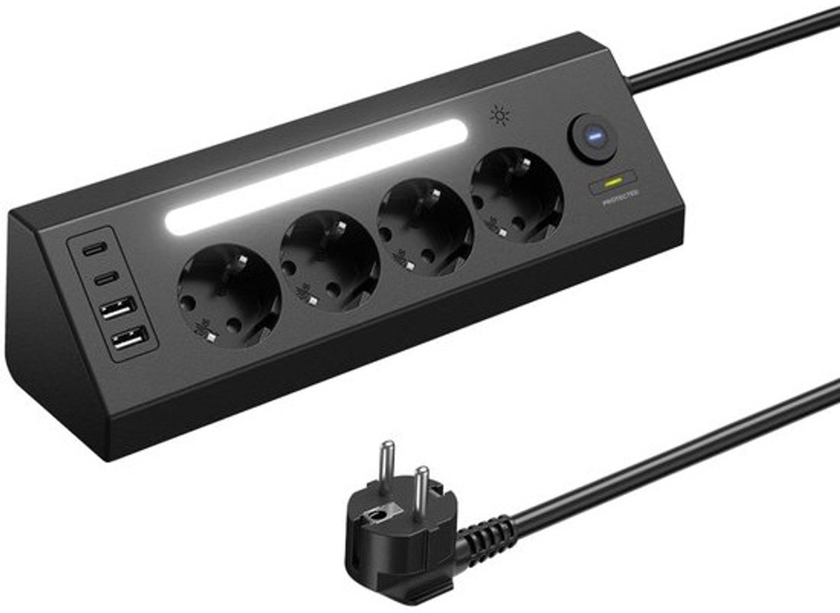 SolidKeus - 4-Way Hoekstopcontact met USB C en USB A Poorten