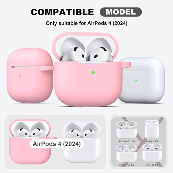 R-fun voor AirPods 4 Hoes (2024) Zacht Siliconen - Roze — afbeelding 4