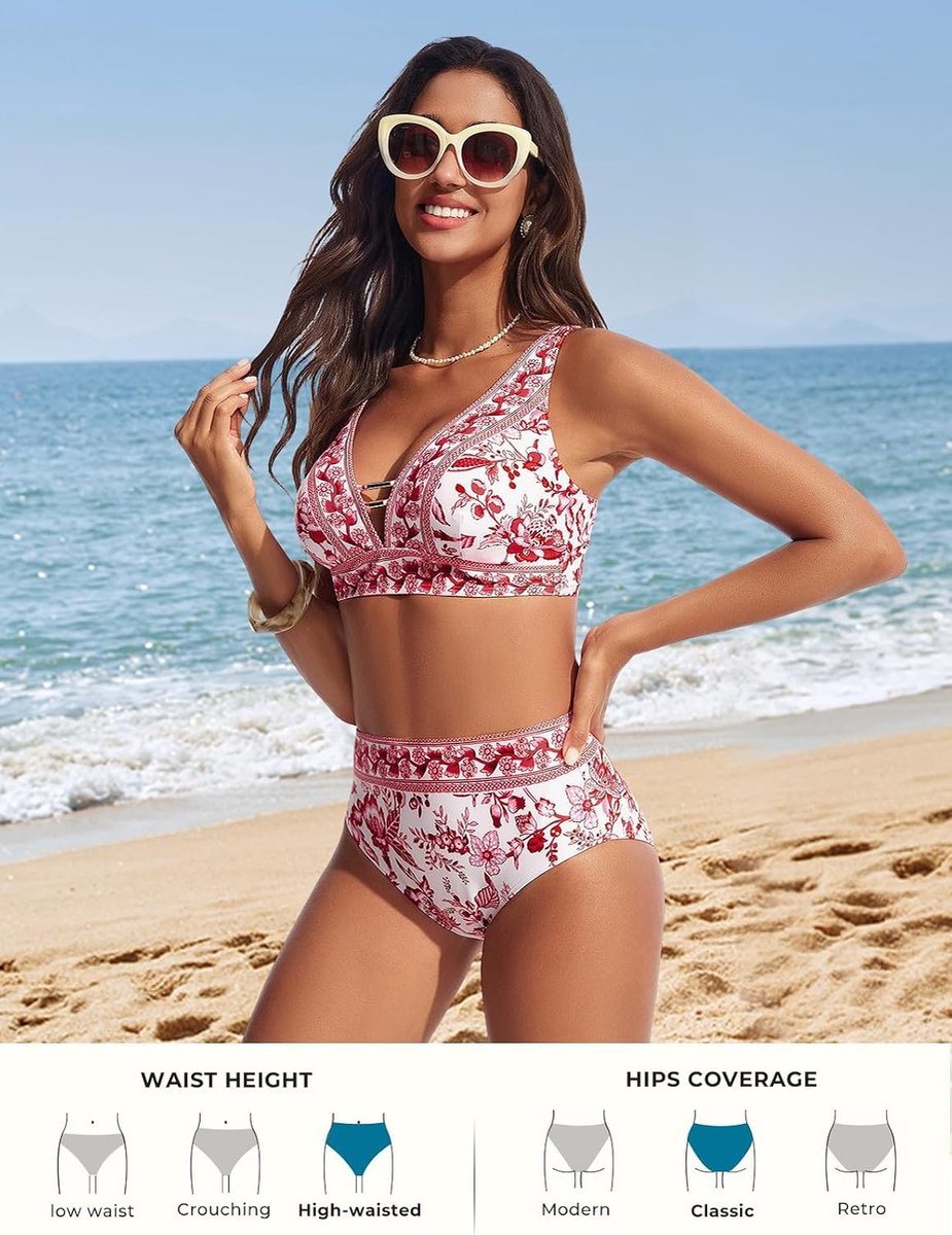 Nikole Dames bikini hoge taille cut-out badpak buikweg badmode push-up tweedelige bikini set V-hals badkleding