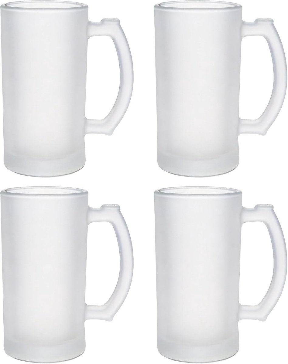 16 oz 4 Packs Sublimatie Blanks Frosted Glazen Mok, Koffiemokken met Handvat voor Warmte Thermische Coating Transfer (4 stuks)