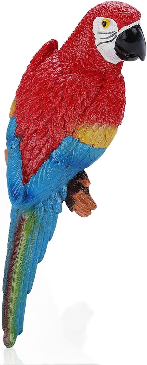 Realistische sculptuur voor papegaai van hars, om op te hangen, tuinbeeld van hars voor papegaai, realistische vogelbeeldjes (een)