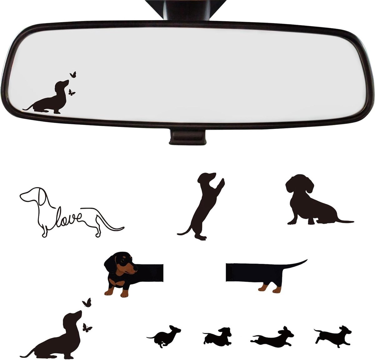 Sticker, Auto Sticker Hond Autosticker & Auto Sticker, Auto Decoratie Sticker Voor Auto Met Schattig Teckel Motief