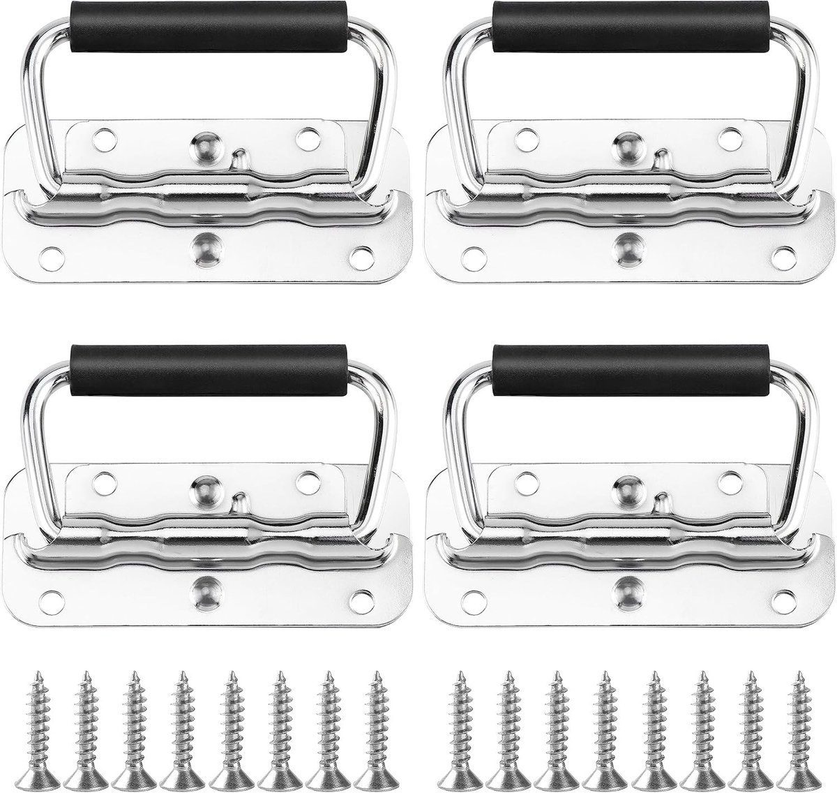 4-delige RVS Klapgrip Set voor Gereedschapsboxen, Speakerboxen en Toolboxen - 100mm Gefedereerde Hardware Accessoires