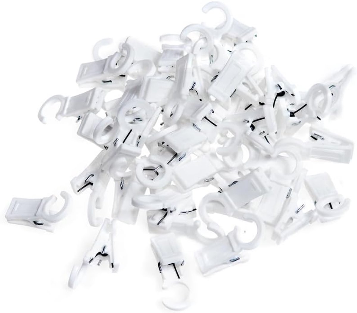 Gordijnhaken voor ringen, wit, 25 stuks, 10 mm diameter, praktische gordijnhaken voor gordijnen, haken voor gordijnroede, gordijnklemmen, gordijnclips