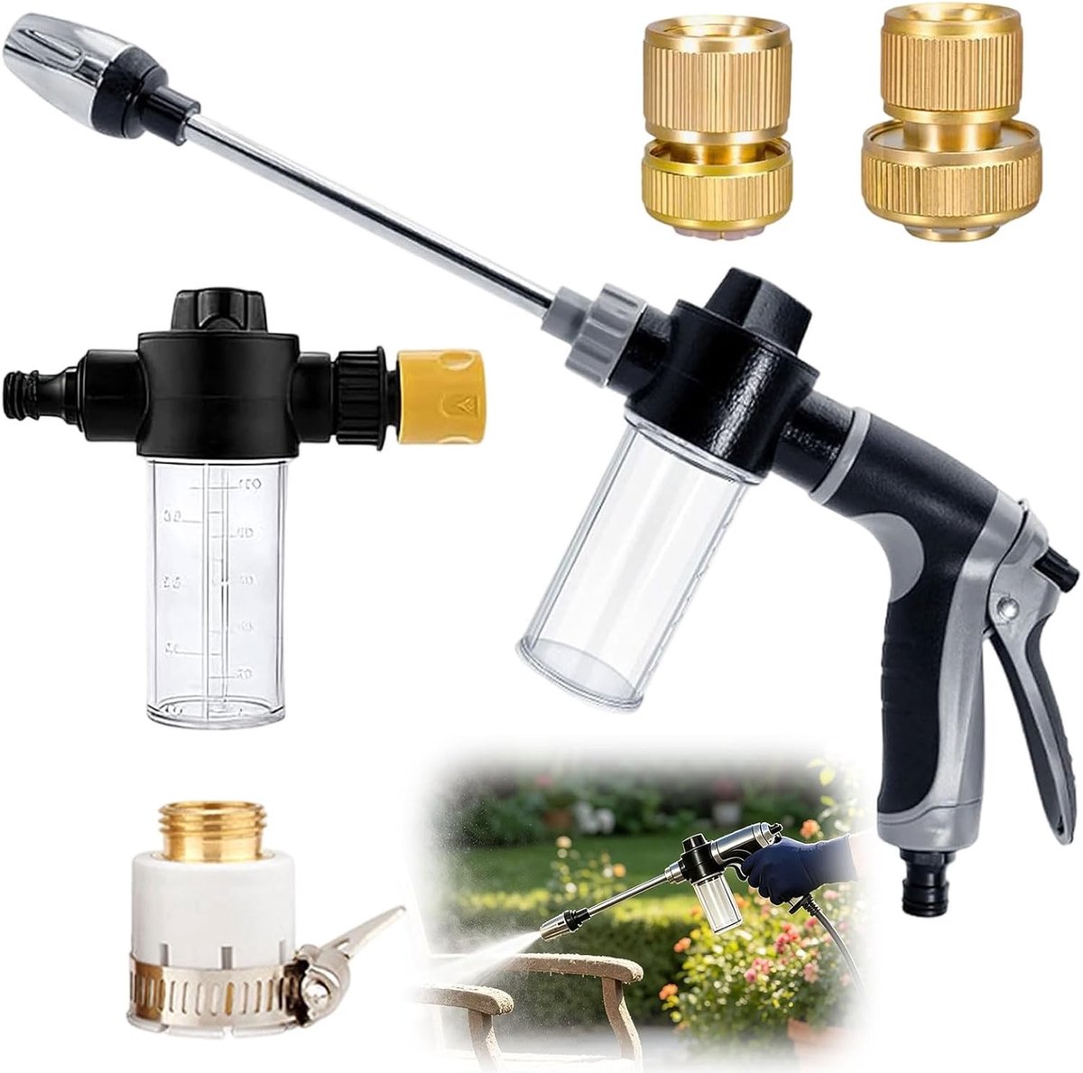 Jet Hogedrukpistool, tuinslangopzetstuk, UltraWasher Turbo hogedrukreiniger voor elke tuinslang, spuiten, accessoires voor autowassen, tuin en terras