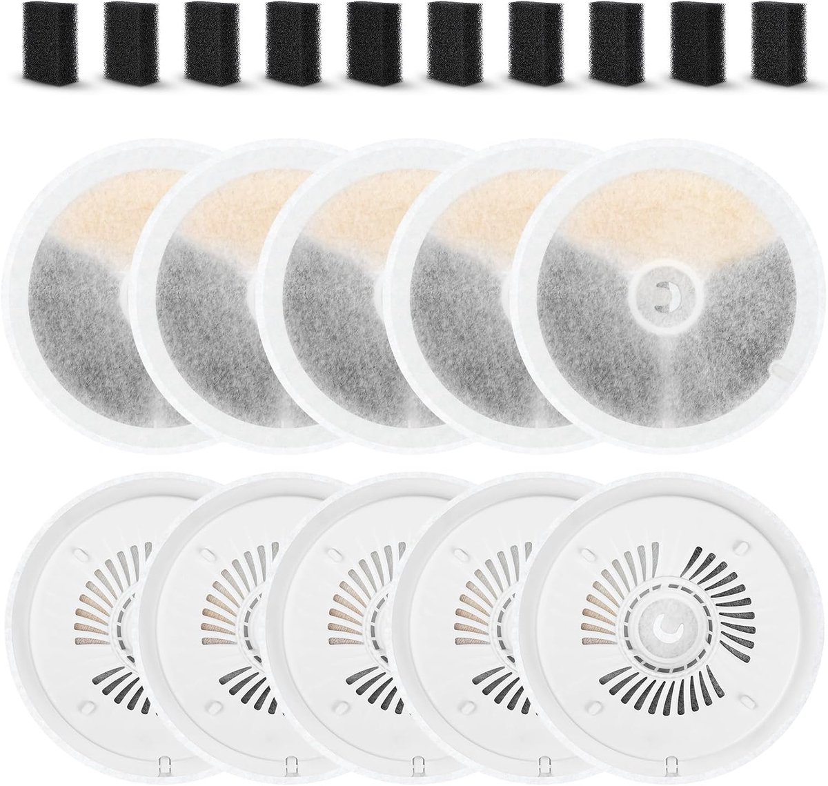 10 stuks kattenfonteinfilters voor Petkit Eversweet Solo SE/Solo 2/3 Pro / 3 / 2s kattendrinkfontein met 10 sponsfilters, viervoudig filtersysteem 3.0 vervangingsfilters