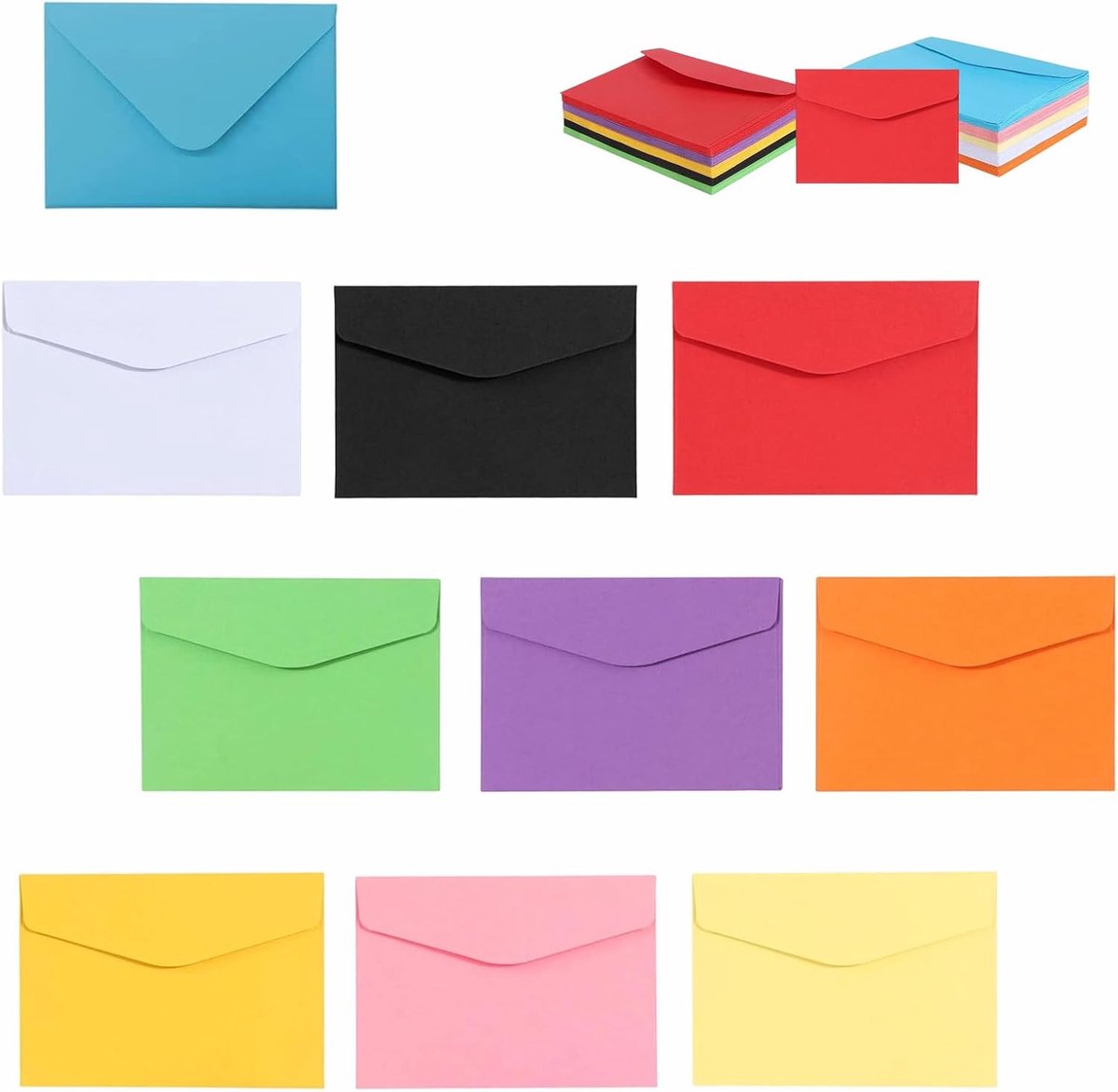 100 stuks schattige kleine klassieke enveloppen van 11,5 x 8,2 cm in 10