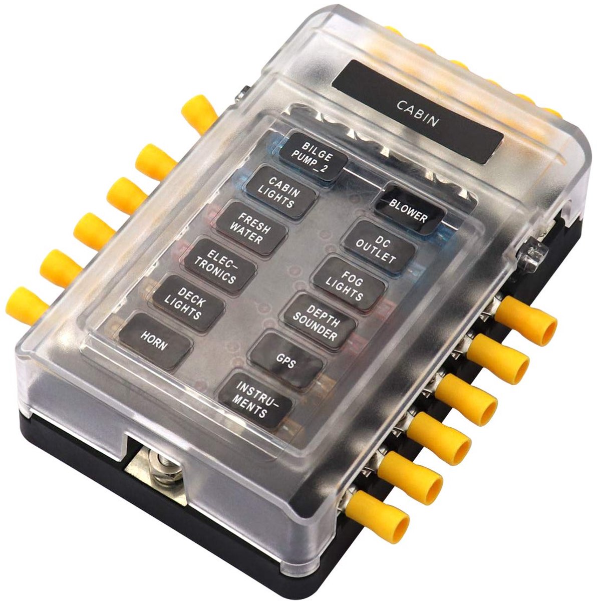 12 Zekeringhouder Minuspol Boot Camper Caravan Zonnepaneel Auto Verdeelblok Aanhanger Zekeringkast 12v - 32v Zekeringblok Rode LED-indicator