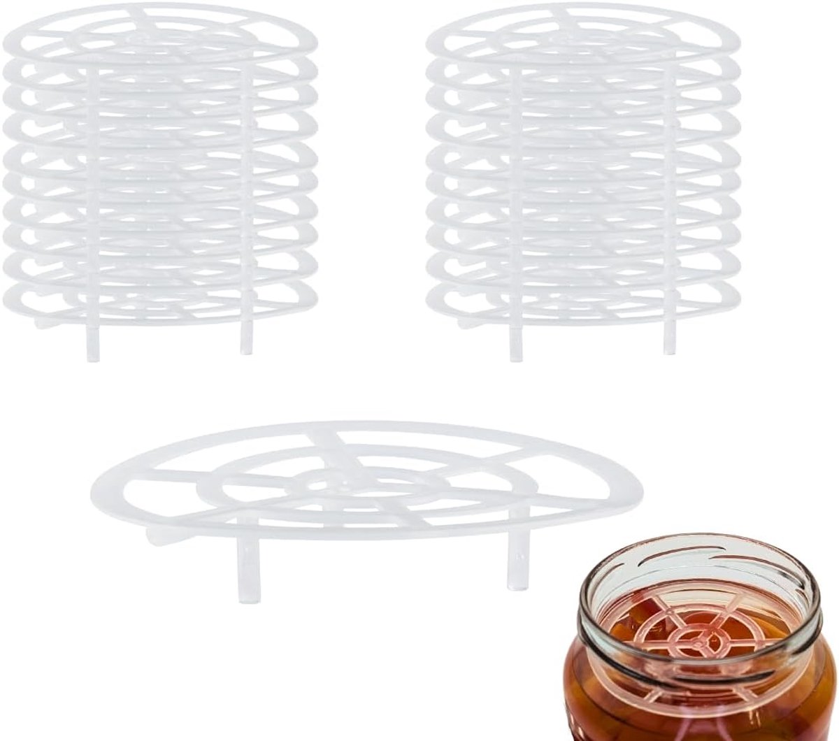 Mikken 20 roosters van kunststof, Ø 70 mm fermentatiegewicht, alternatief voor inmaken en fermenteren, geschikt voor inmaakpotten met TO 82 deksel