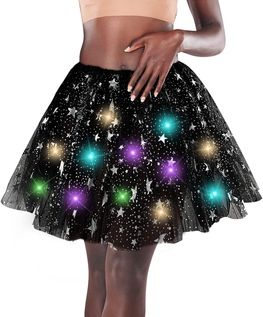 Rok voor dames, lichtgevende rok, led-tutu-rok, minirok met ledverlichting, voor Halloween, carnaval, kostuum, verkleedfeest