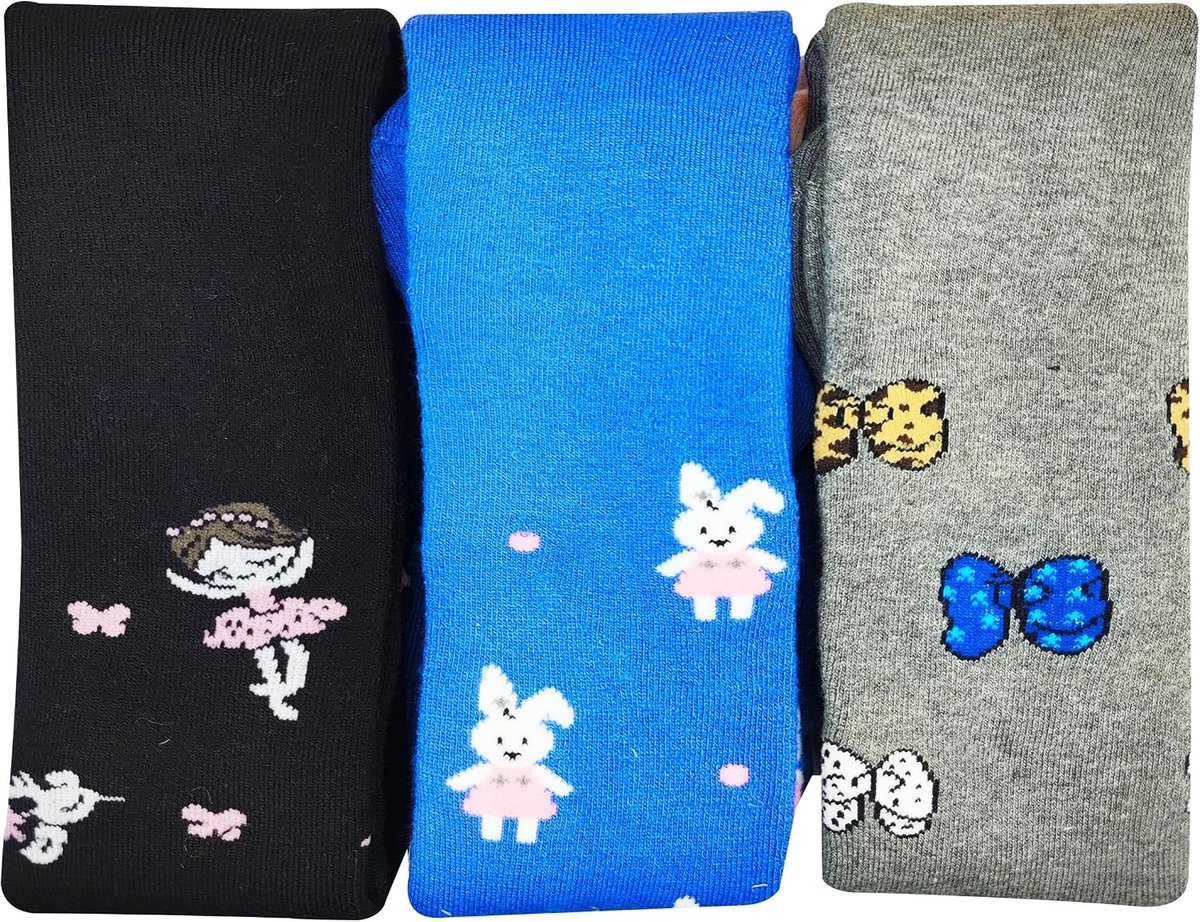 Set van 3 of 6 thermische panty voor meisjes, warme panty's, katoen, verrassende willekeurige selectie van verschillende patronen, 11000, 6 paar thermo model 1, 86-92