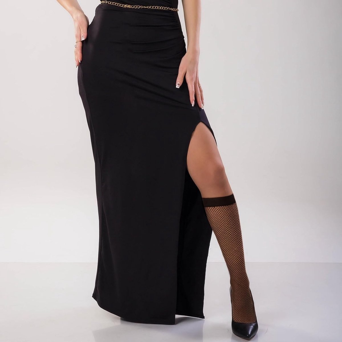 5 Paar Dames Zwarte Ultra Dunne Stay Up Kousen met Visnetpatroon, Perfect voor Feestjes en Casual Gebruik, One Size