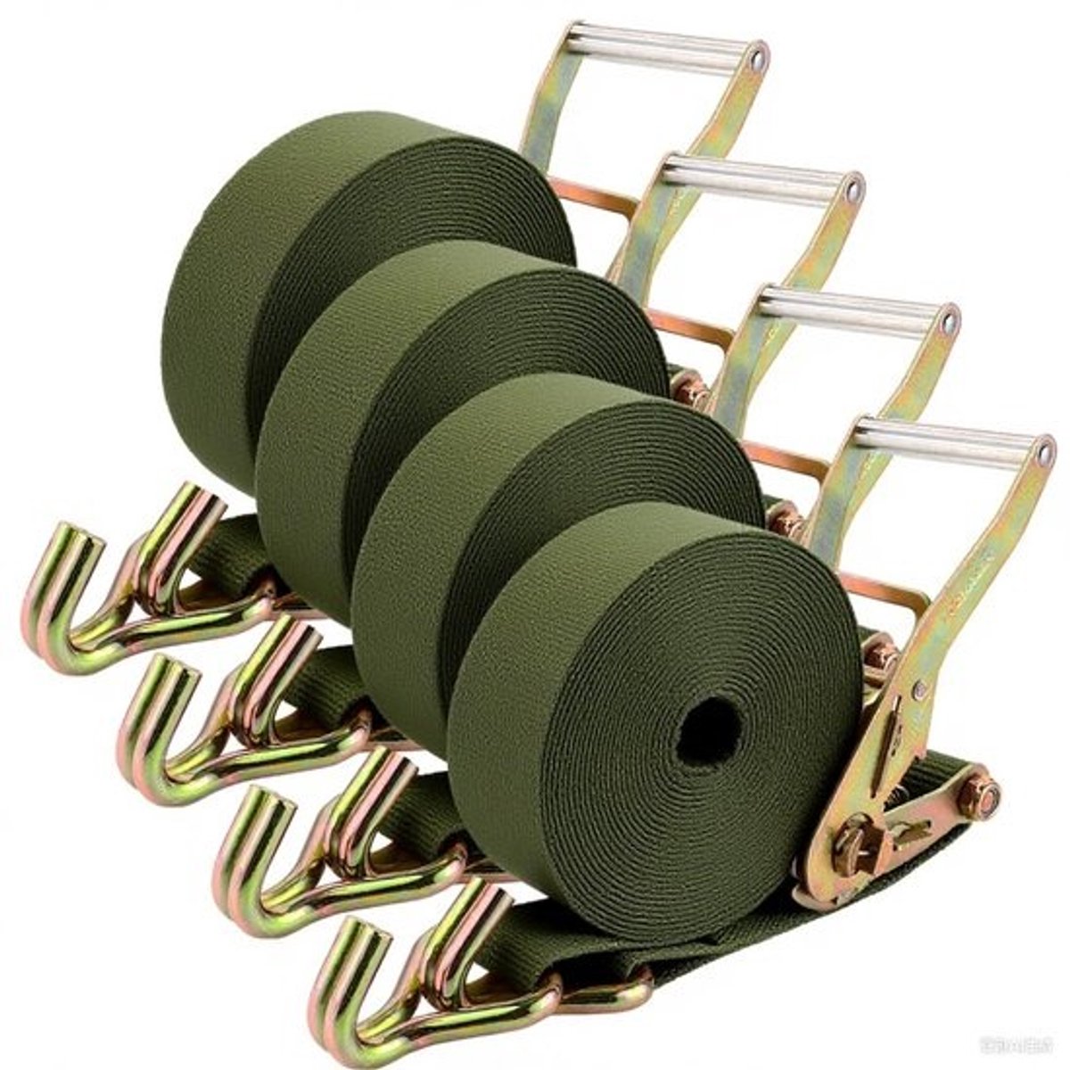 Spanbanden - Met ratel en haken, 3000 kg draagvermogen - Voor ladingszekering en motorfietsen - 4 stuks, 40 mm x 5 m
