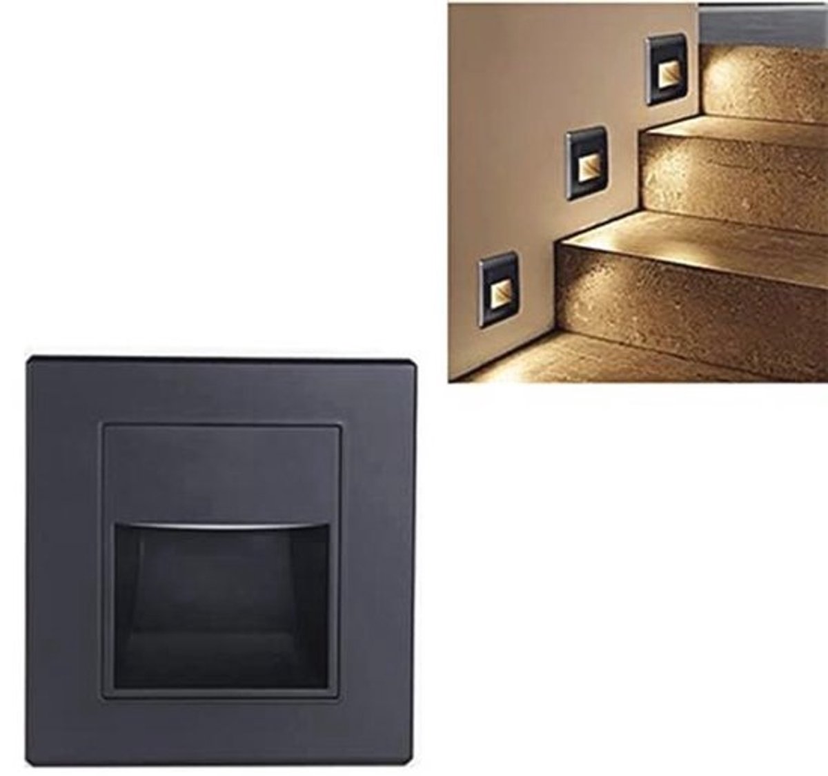 Set van 3 Warm Witte LED Traplampen voor Binnengebruik - Inbouw Wandverlichting voor Hal en Trap