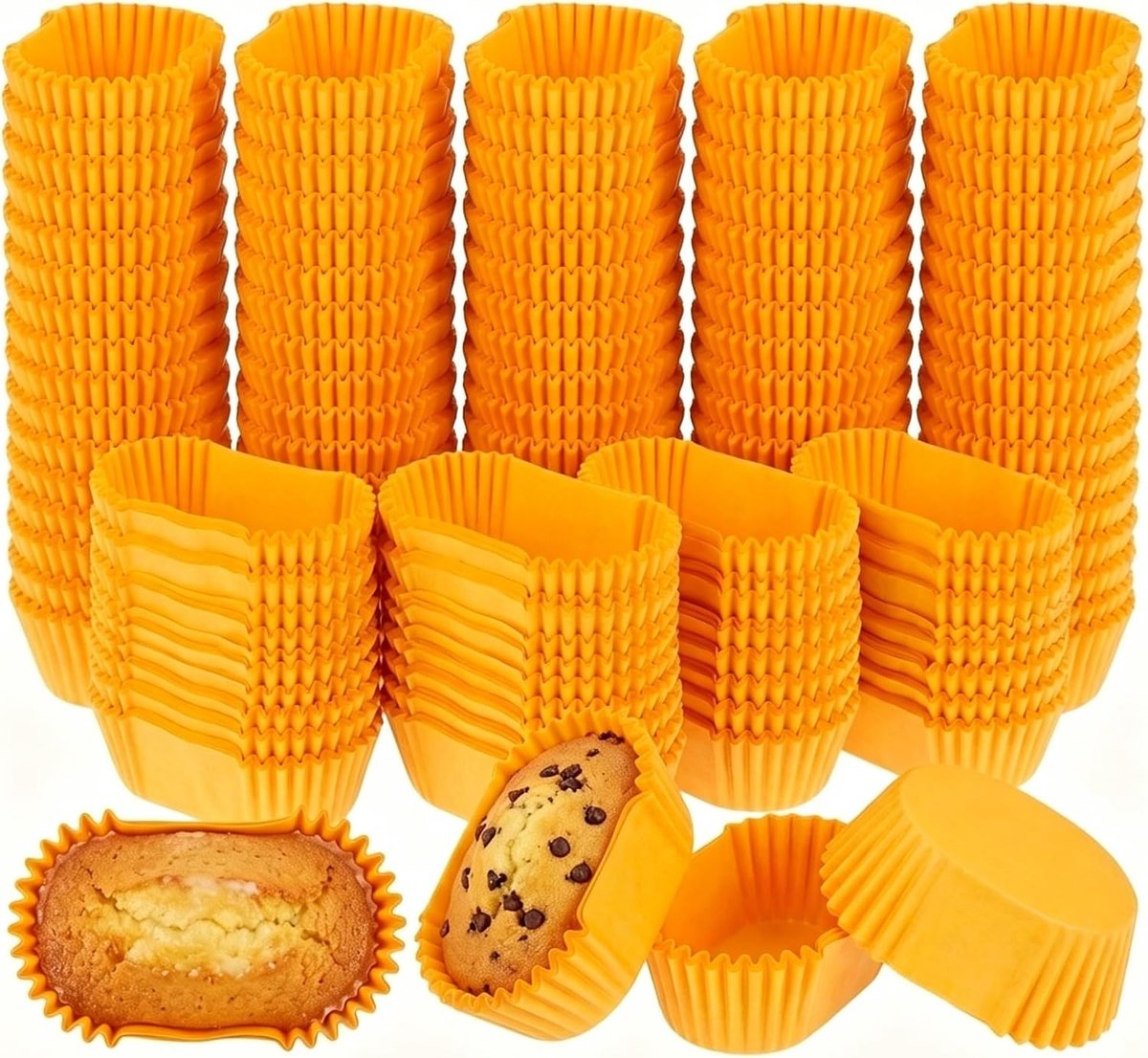 Ovale bakvormen van papier voor cake, muffins en cupcakes - hoge temperatuur bestendige en vetvrije cupcake liners voor perfecte cakebollen en gebak