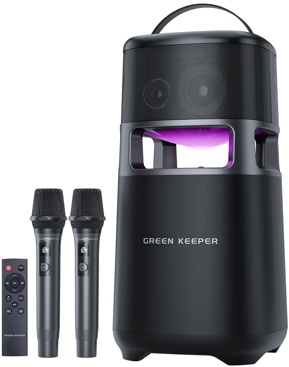 Karaoke Machine met 2 Draadloze Microfoons - 100W RMS Bluetooth Speaker - 6,5" Subwoofer - Ideaal voor Feesten - ShopVlot