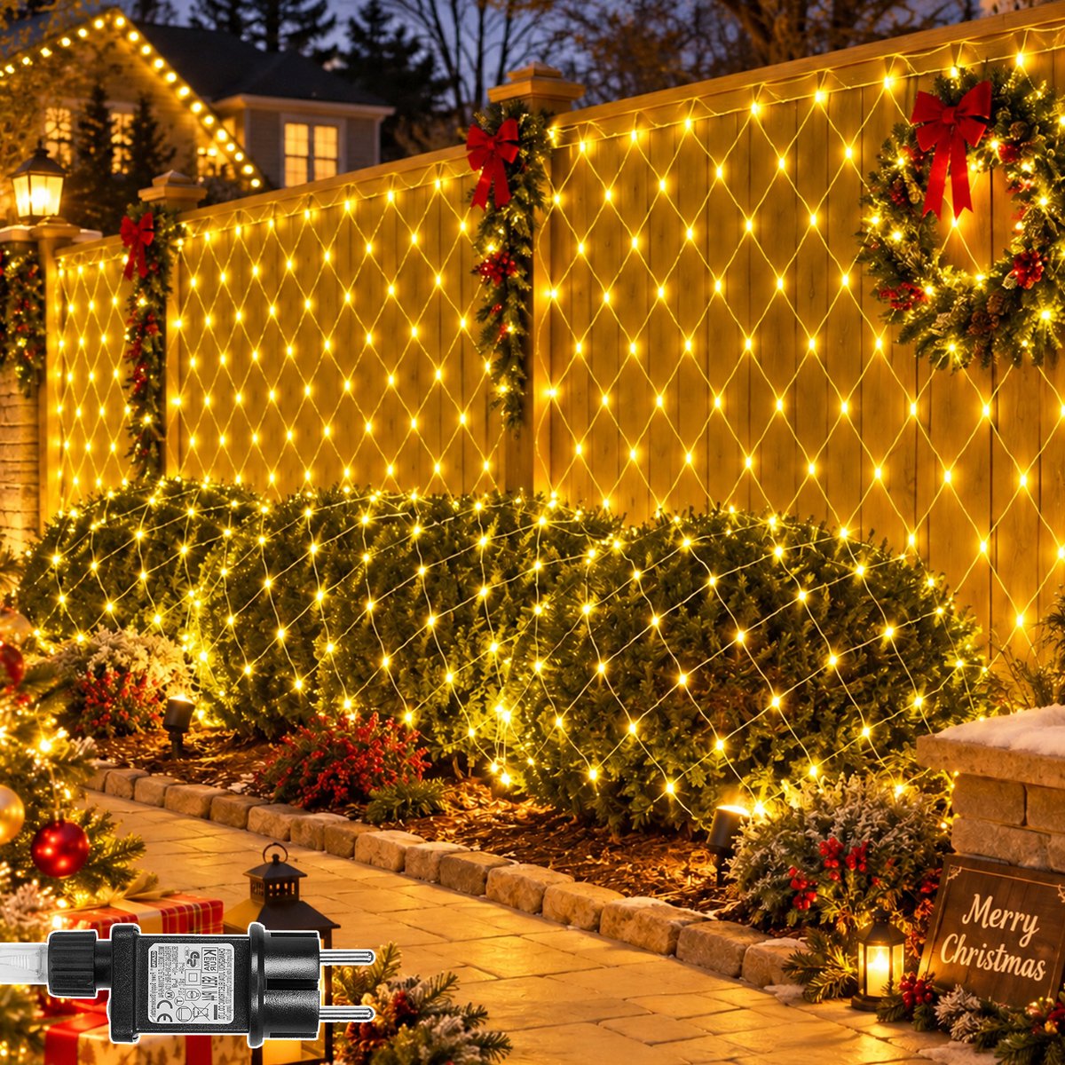 Lapamax LED Netverlichting - Kerstverlichting 6 x 4 m 660 LEDs Geel - 31 V Laagspanning met 8 Lichtstanden en Geheugenfunctie - Lichtnet voor Heg, Muur en Kerstdecoratie
