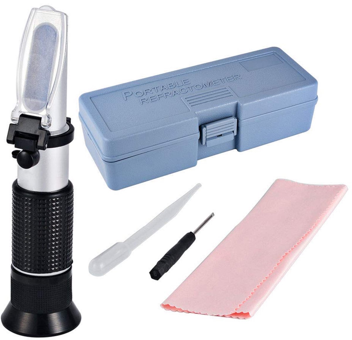 Specifieke Gravity Refractometer ATC Brix Refractometer voor Bier, Wijn en Vruchtensap 1.000-1.130, Brix Meter Dubbele Schaal Soortelijk Gewicht 1.000-1.130 en Brix 0-32%