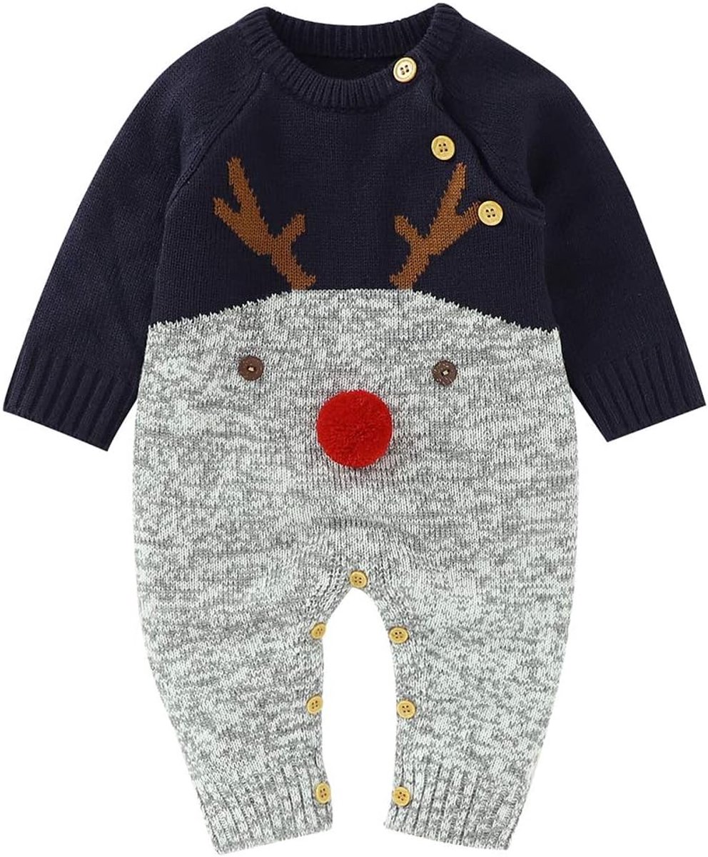 Jelly Babykersttrui Peuter Rendier Gebreide Jumpsuit 0-18 Maanden Jongensmeisje Baby Kerstoutfit
