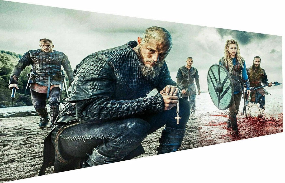 Serie Vikings canvasafbeelding 1-delig hoogwaardige kunstdruk moderne wanddecoratie design wand afbeelding - P5158, grootte: 40 x 30 cm