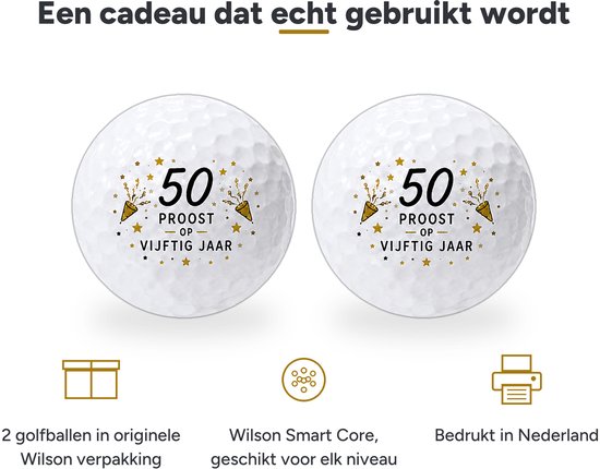 Wilson Golfballen 50 Jaar Abraham Sarah - Verjaardag Golf Cadeau - 2 stuks - Bedrukte Golfballen van Wilson — afbeelding 3