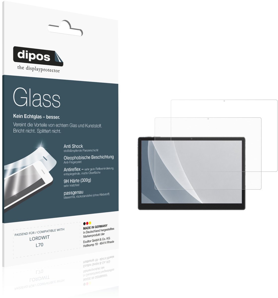dipos – 2x Matte Pantserfolie geschikt voor LORDWIT L70 | 9H Screenprotector