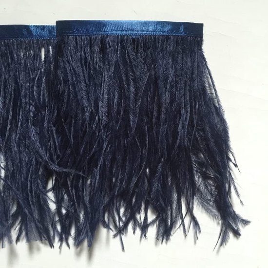 Struisvogelveren trim pony gebruikt bruiloft naaien ambachten kostuums decoratie pakket van 2 meter (marineblauw) — afbeelding 2