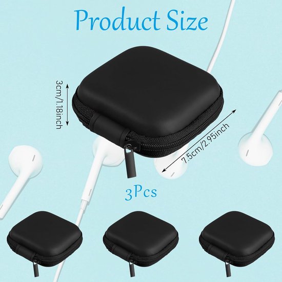 3 stuks mini-hoofdtelefoontas, hoofdtelefoontas, case, mini-hoofdtelefoonhoes, hoofdtelefoon, beschermtas, headset opslag voor in-ear oordopjes, bluetooth, U-schijf, SD-kaarten — afbeelding 2