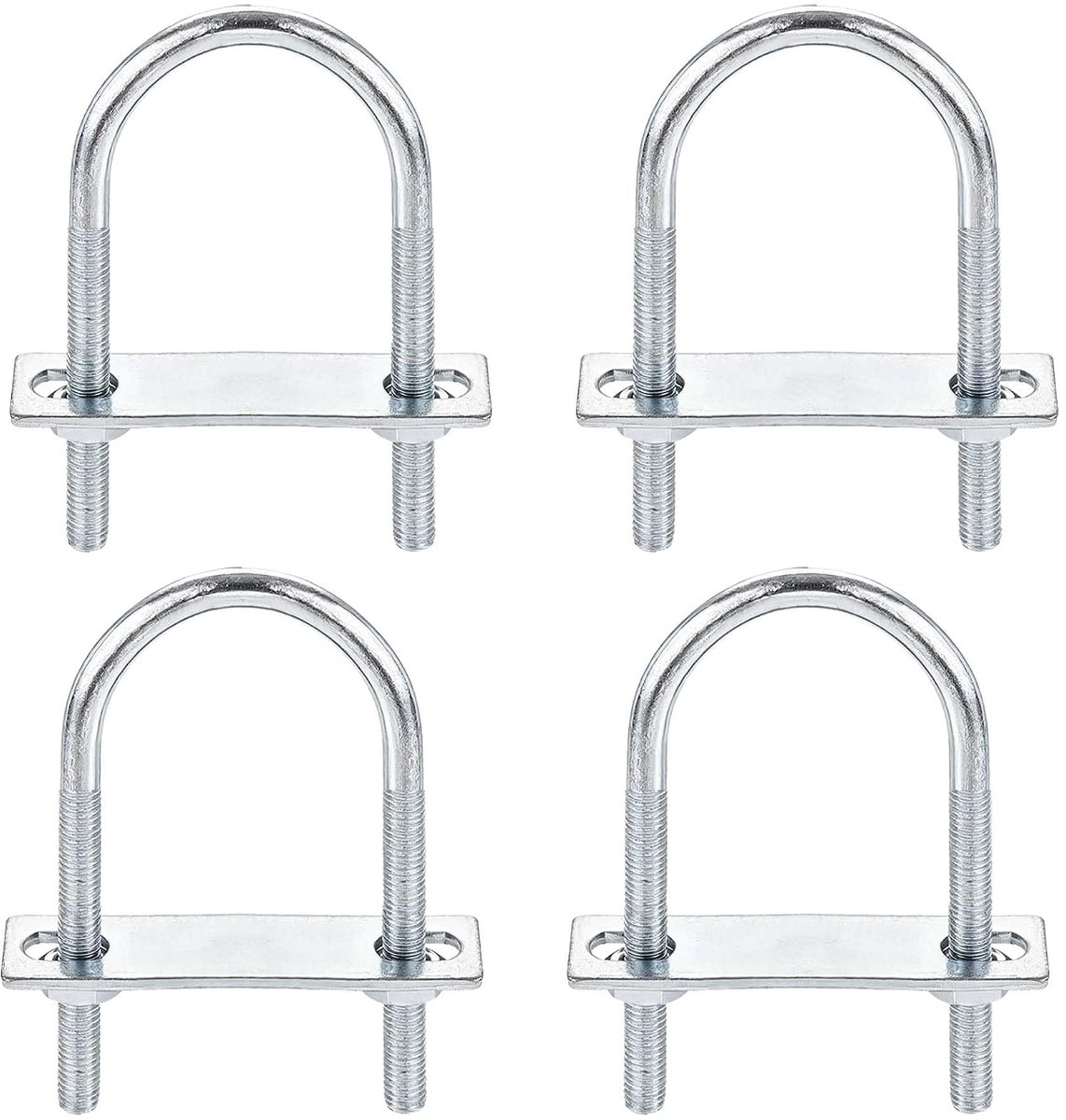 U-bouten, M8 binnenbreedte 45 mm, lengte 100 mm, U-beugelbouten met moeren en sluitringen voor buizen, hout, autobouw, industrie, schepen, 4 sets (M8 - 45 x 100 mm)