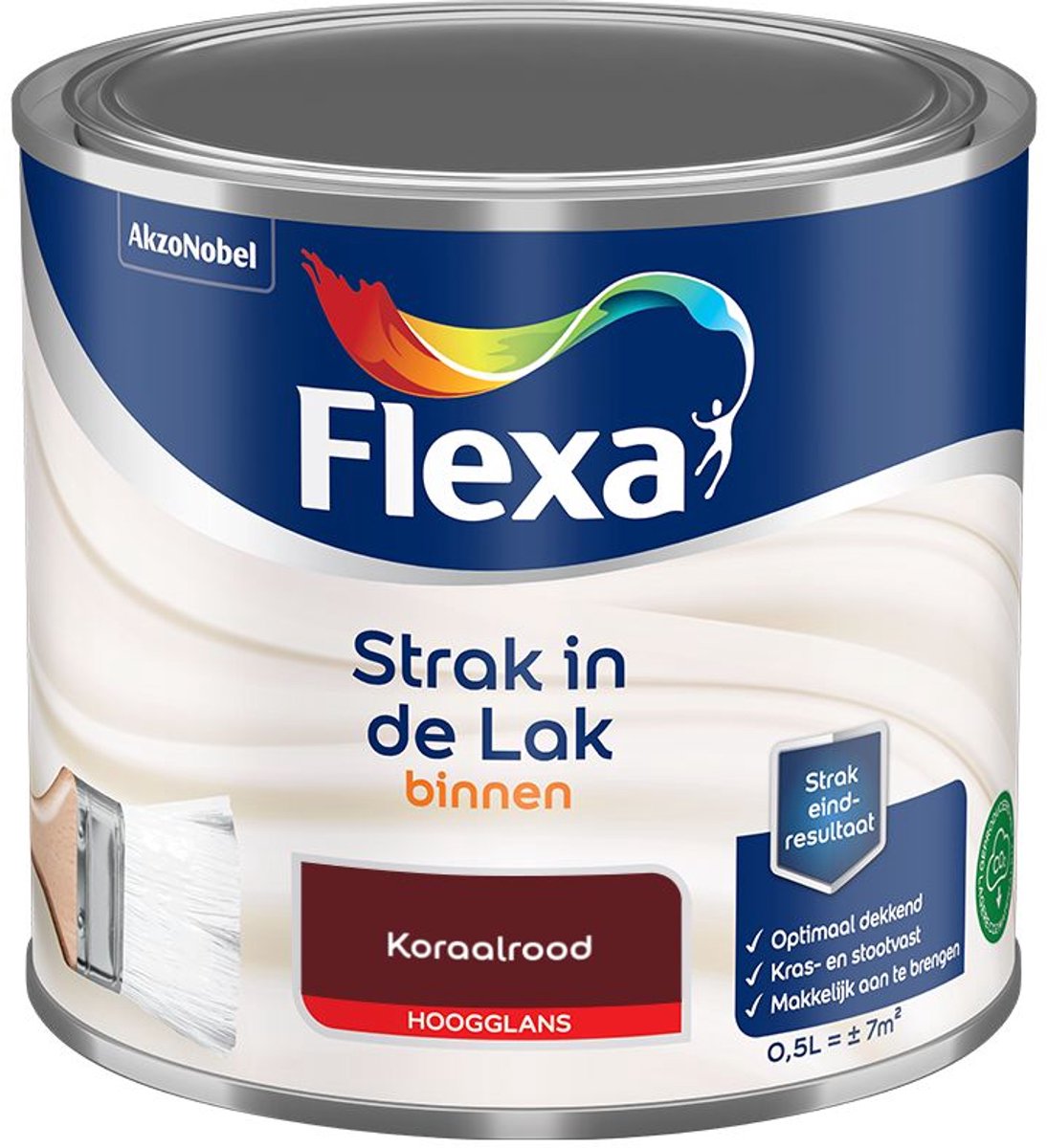 Flexa - Strak In De Lak Binnenlak Hoogglans - Koraalrood - Mengverf - 500 Ml
