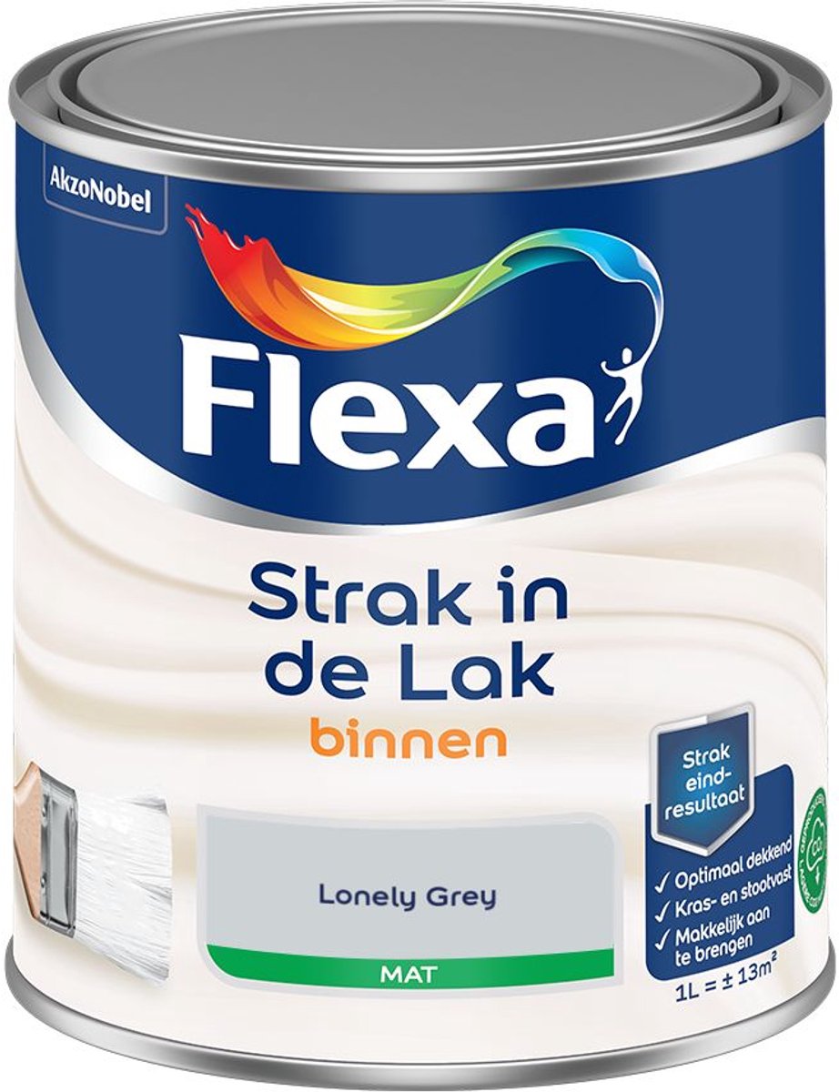 Flexa - Strak In De Lak Binnenlak Mat - Lonely Grey - 1 L - Kleur Van Het Jaar 2027