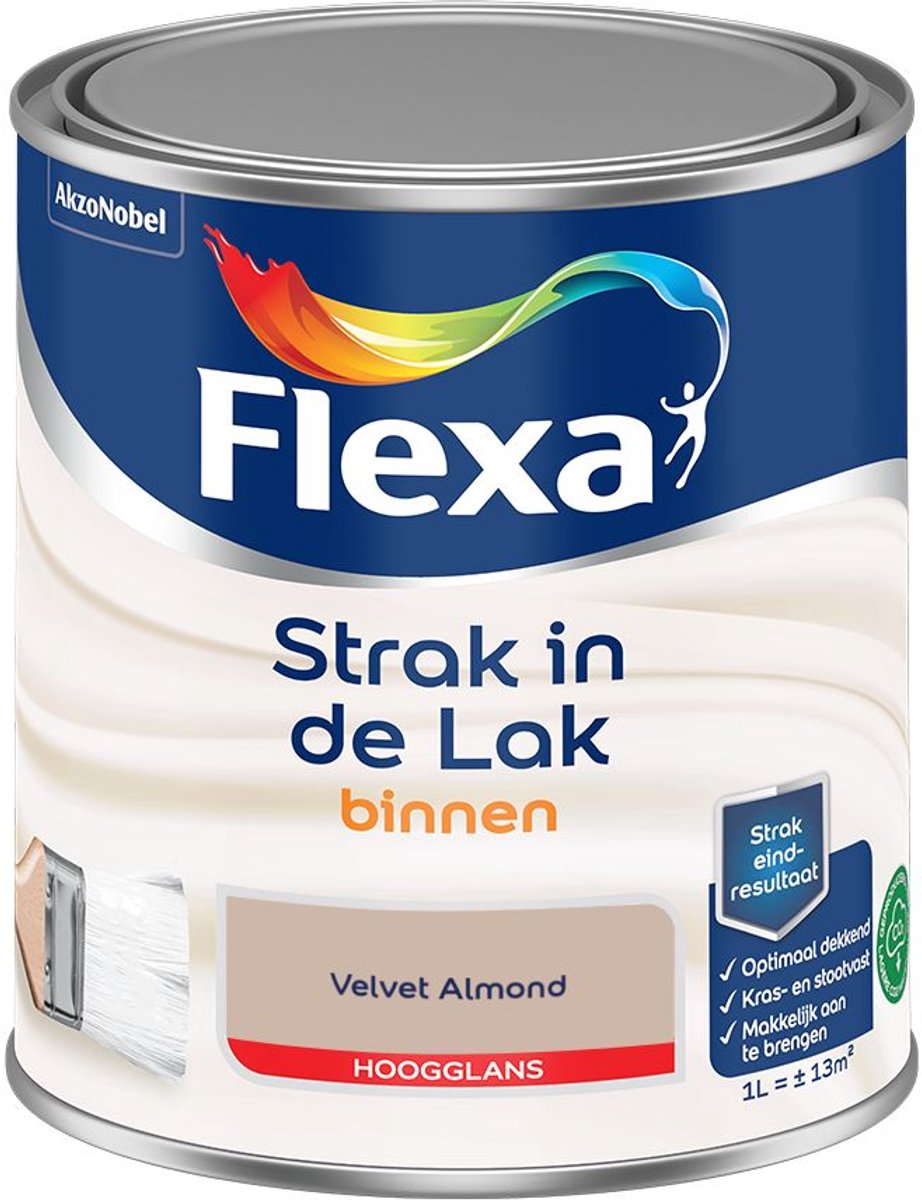 Flexa - Strak In De Lak Binnenlak Hoogglans - Velvet Almond - 1 L - Kleur Van Het Jaar 2027