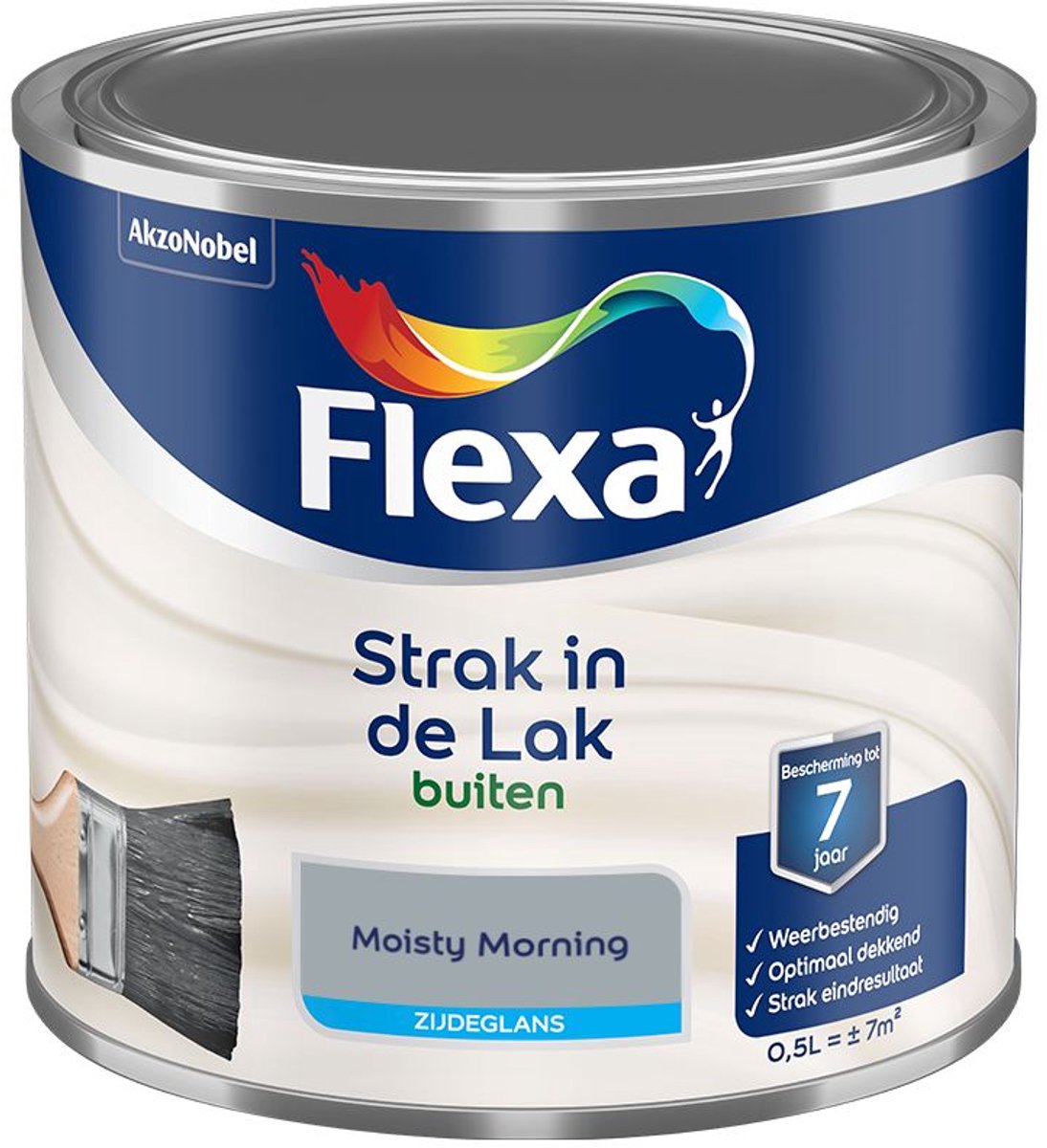 Flexa - Strak In De Lak Buitenlak Zijdeglans - Moisty Morning - 500 Ml - Kleur Van Het Jaar 2027