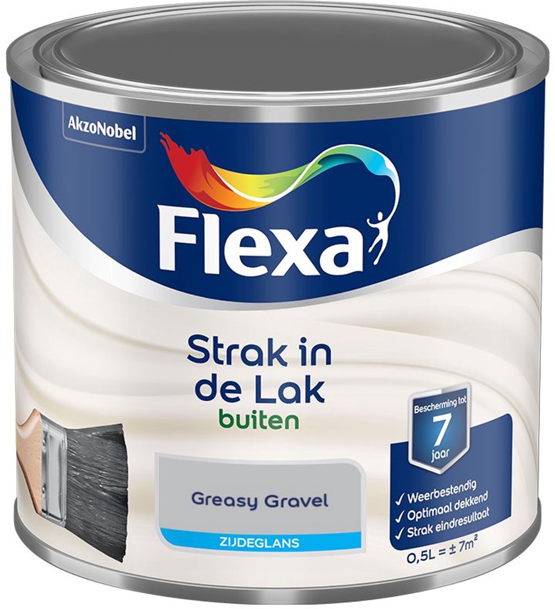 Flexa - Strak In De Lak Buitenlak Zijdeglans - Greasy Gravel - 500 Ml - Kleur Van Het Jaar 2027