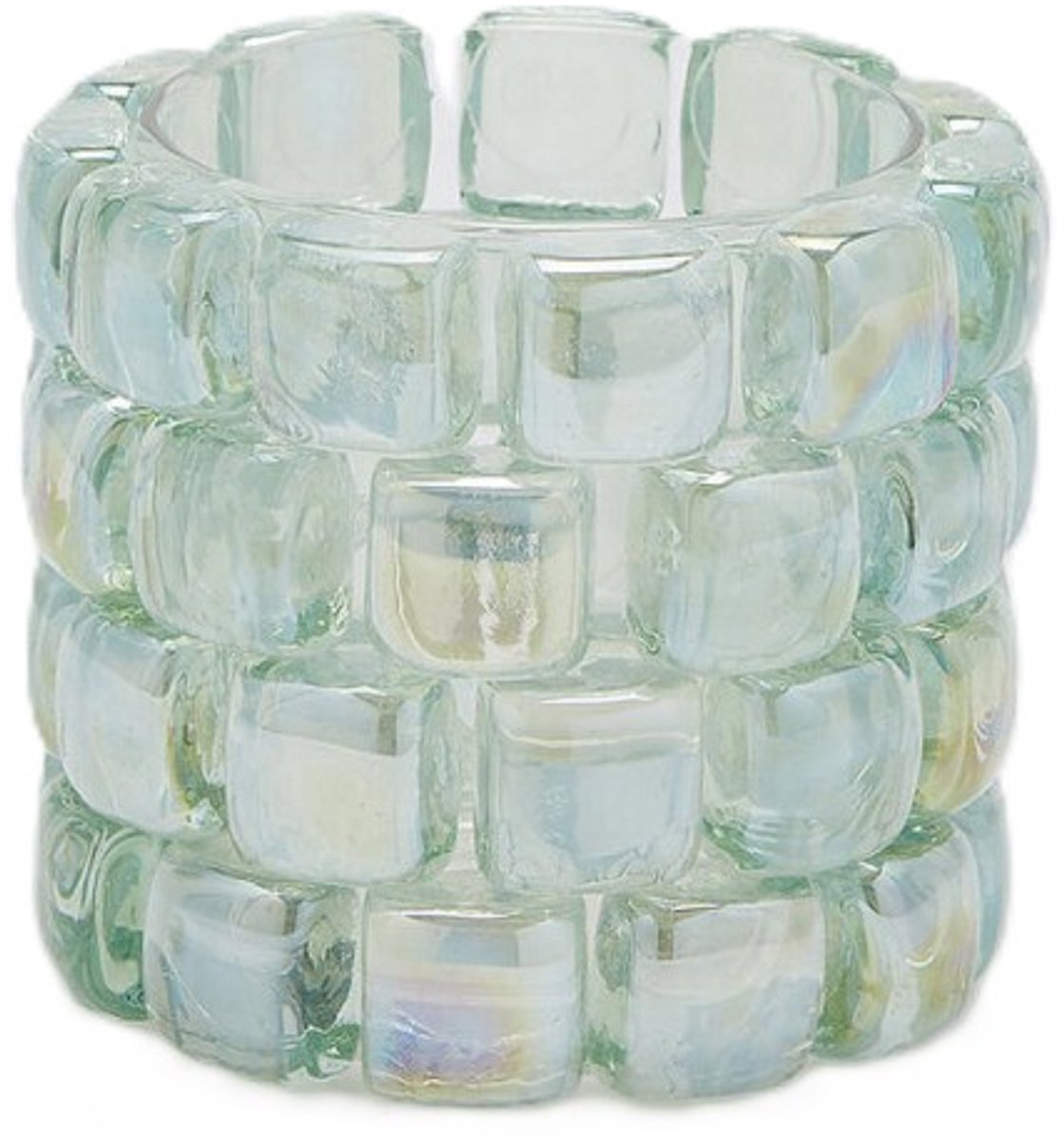 EDG - Waxinelichthouder - Glas - blauw - D12 x H10 cm - Opening 8 cm