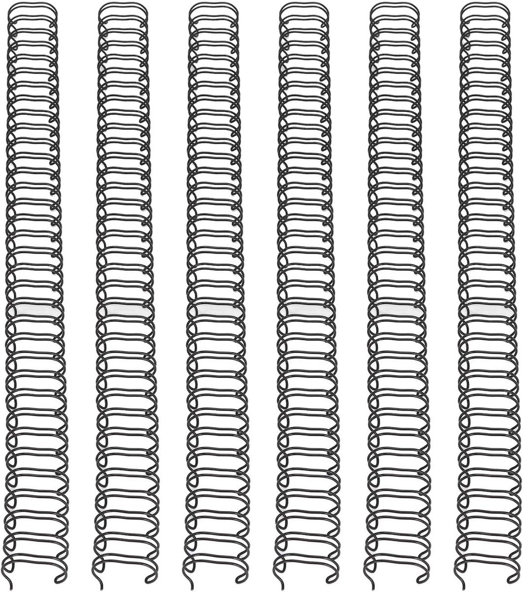 50 Stuks Dubbele Lussen Draadbinding voor A4 Papier - 180 Vellen Capaciteit, 3:1 Pitch, 34 Lussen, 19mm Diameter, Zwart