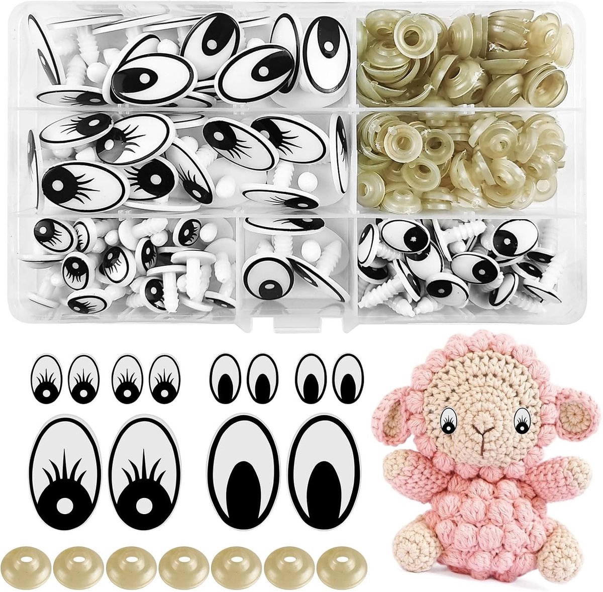 Zelfklevende Wobbelogen 14mm en 25mm - 100 Stuks voor Knutselen, Poppen en Dieren - Creatieve Ogen voor Handwerken en DIY Projecten