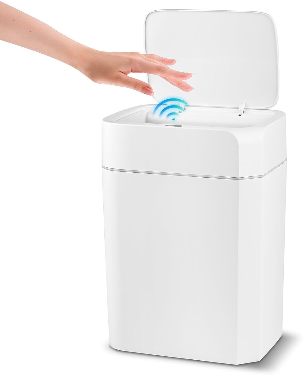 16 liter vuilnisemmer met sensor, automatische contactloze vuilnisemmer met hand- en kniesensor, snelle reactie, stil, gemakkelijk te reinigen, ideaal voor badkamer, slaapkamer, keuken