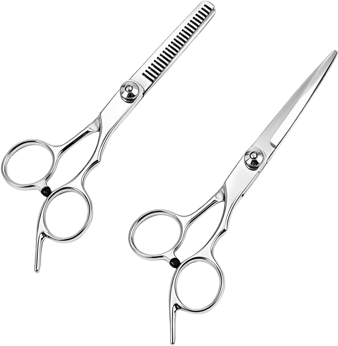 kappersschaarset van roestvrij staal, bestaande uit haarknipschaar en uitdunschaar, totale lengte ca. 17 cm, scherp en duurzaam voor perfect kapsel thuis en in de salon
