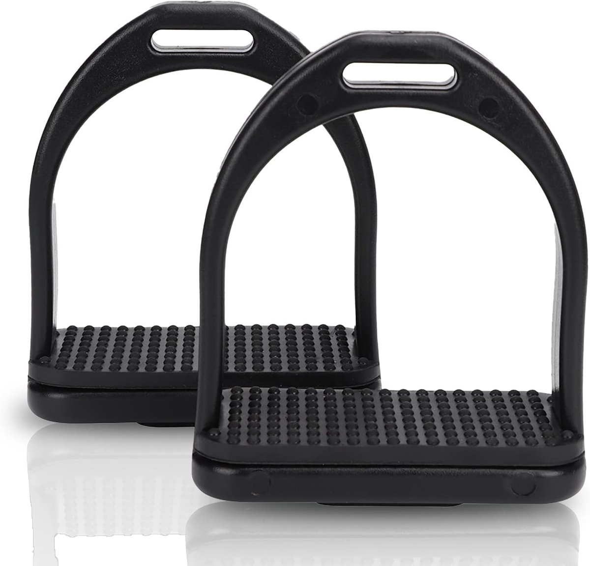 2 Stuks Zwarte Plastic Stijgbeugels english saddle pad Veiligheidsstijgbeugels Antislip Rubberen Stijgbeugel voor Paardrijden Jeugd Stijgbeugel met Rubberen Pad Ferri e pedane per staffe