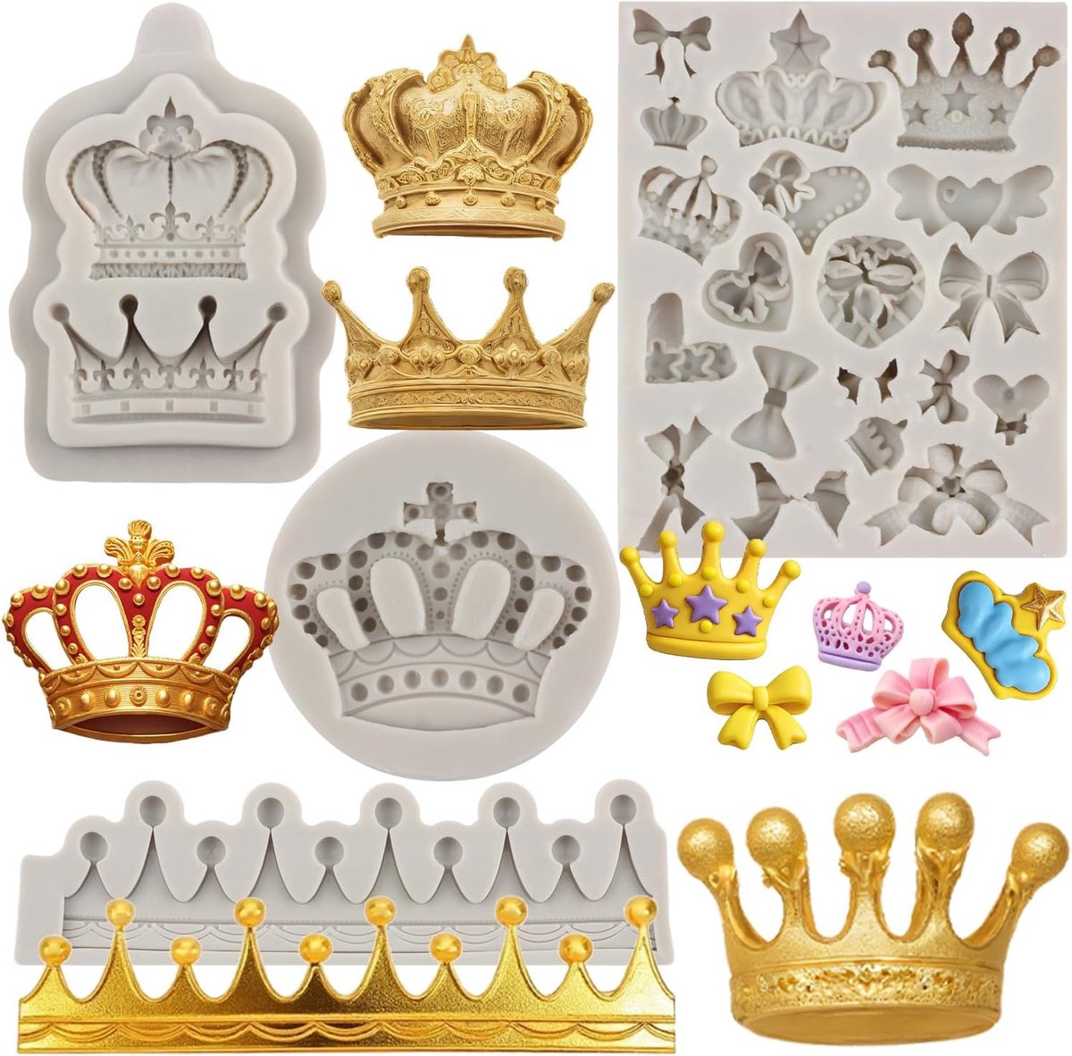Siliconen Fondant Mallen, Set van 4 Food Grade, Non-Stick Design, Hittebestendig - Taart Decoratie, Fondant, Chocolade, Koekjes, Muffin Cupcake, Snoep, Gum Pasta