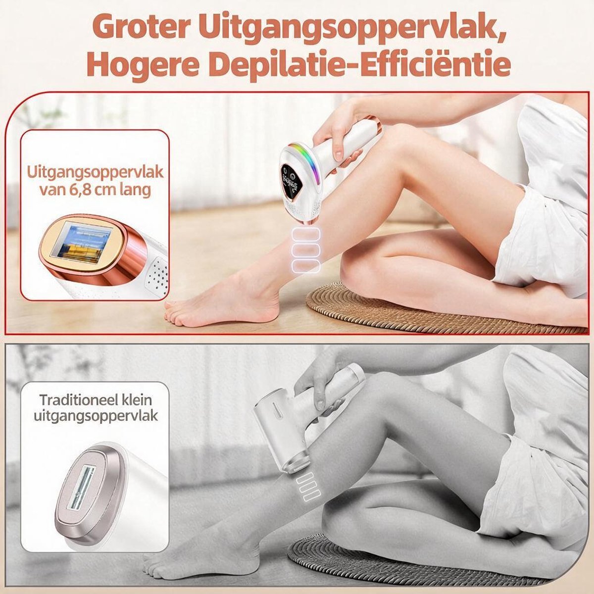 IPL Laser Ontharingsapparaat - Laser Ontharing - Pijnloos Ontharen met Ice Cooling - Permanente Ontharing voor alle Lichaamsdelen - voor Mannen en Vrouwen - 9 Verschillende Standen - Inclusief Beschermbril en Scheermes - Epileerapparaat Dames thumbnail 4