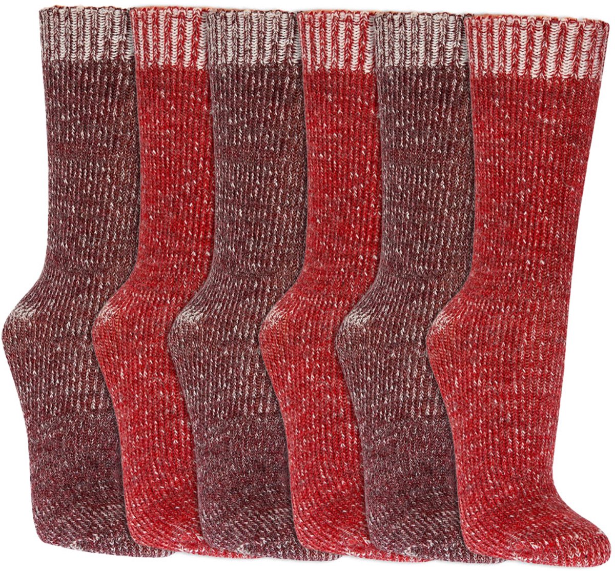 Sokken Met Alpacawol | Extra Zacht | Mouline Garen | Merk: Socks4fun | Maat: 35 T/M 46 | Kleur: Rood | 6 Paar