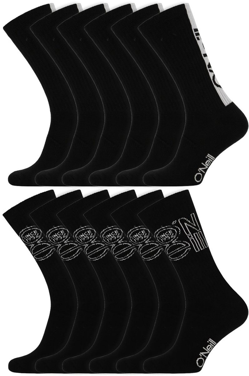 12 Paar O’neill Sportsokken Backside Logo Dames En Heren Katoen Zwart
