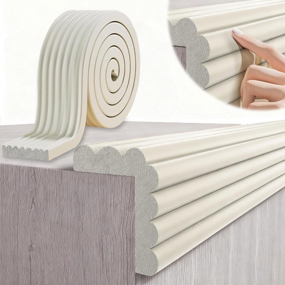 Hoekbeschermer muur - Wit - 5 meter x 8 cm - Schuimrubber Tafelrandbescherming - Veiligheidsbeschermer voor Baby’s en Kinderen
