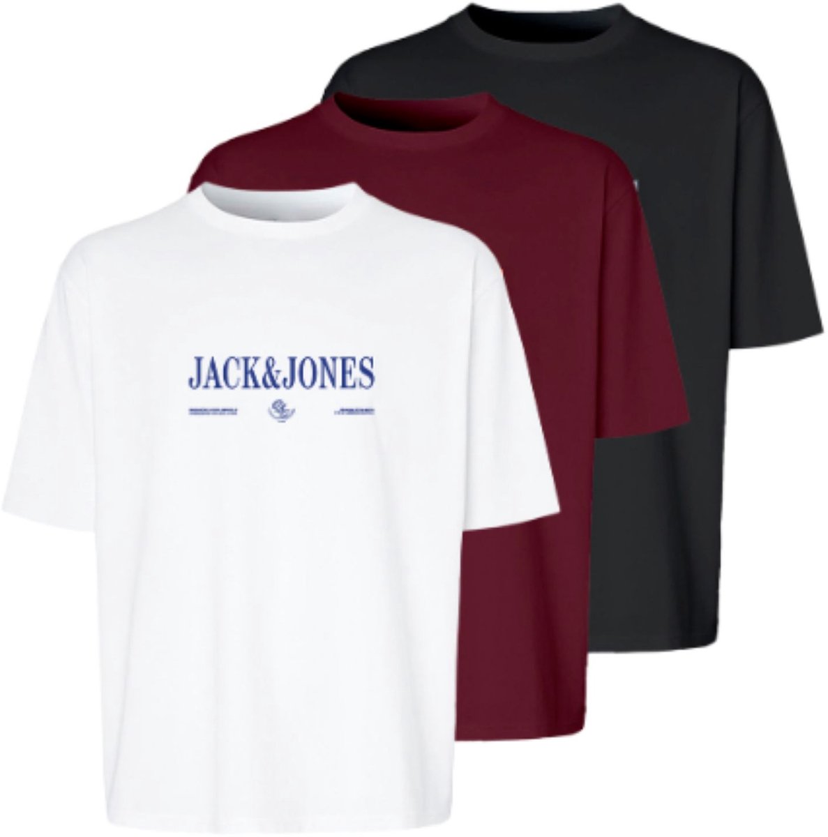 JACK & JONES - JORFREDERIKSBERG BRANDING TEE 3PK MP Heren T-shirt