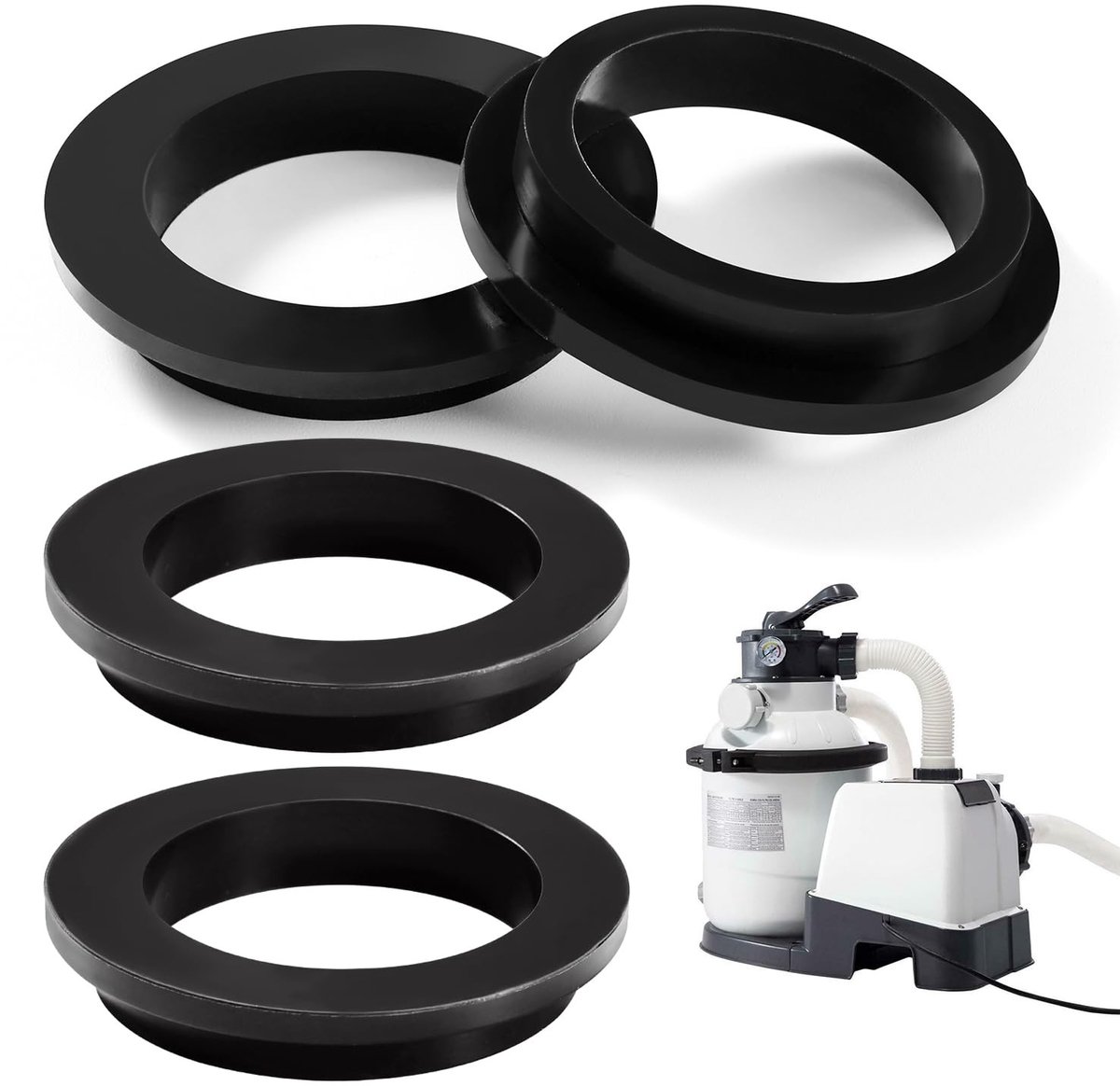 Set van 4 L-vormige O-ringen voor zwembadfilterpomp, vervangingsaccessoires voor Intex 26323CA en 26331CA, waterdichte afdichtingen voor optimale filtratie en onderhoud